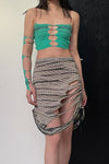 RUI Tie-Dye Drawstring Skirt RSS22WV07 Tie-dyed + Green Striped + Tie-Dye